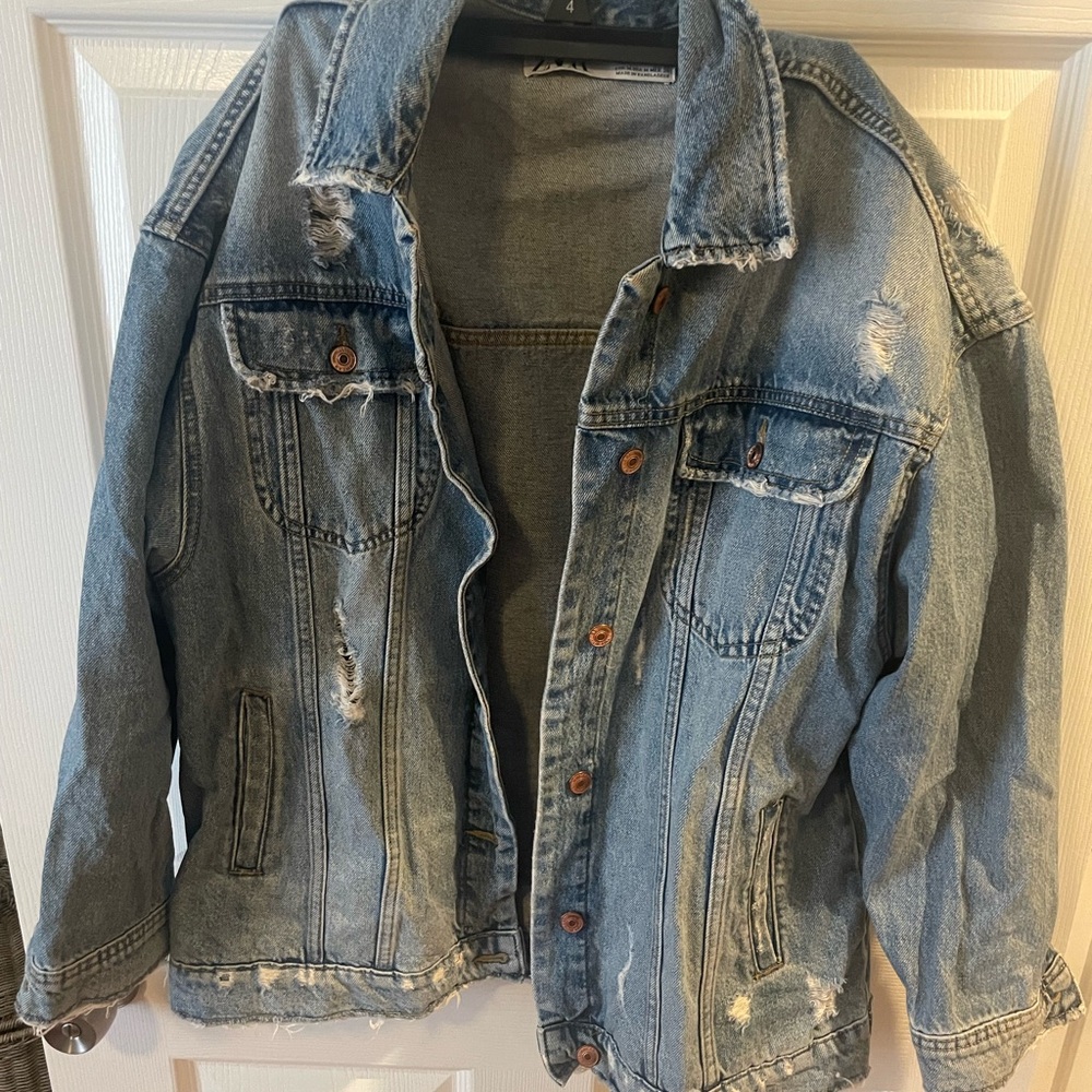 Oversized Distressed Denim Jacket